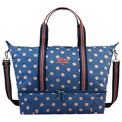 Cath Kidston Button Spot Foldaway Double Decker Travel Bag, Denim Cath Kidston Button Spot Foldaway Double Decker Travel Bag, Denim